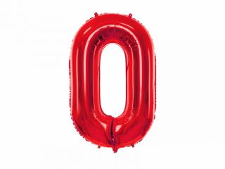 Balónik fóliový narodeninové číslo 0 červený 86 cm