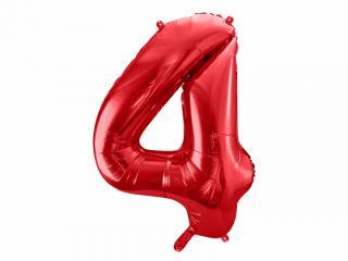 Balónik fóliový narodeninové číslo 4 červený 86 cm