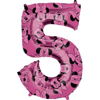Balónik fóliový narodeninové číslo 5 - Minnie 66 cm