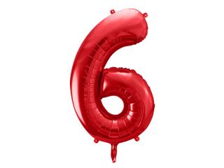 Balónik fóliový narodeninové číslo 6 červený 86 cm