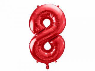 Balónik fóliový narodeninové číslo 8 červený 86 cm