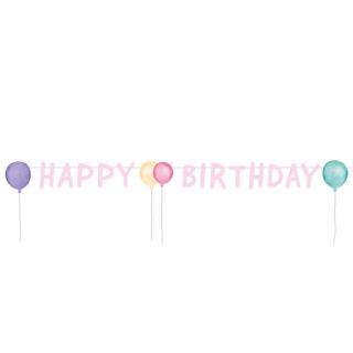 Banner Happy Birthday - pastelové balóny 150 x 13,8 cm
