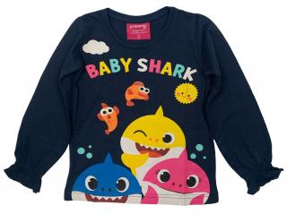 Dievčenské tričko s dlhým rukávom - Baby Shark modré Veľkosť - deti: 104