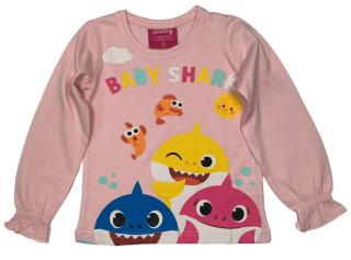 Dievčenské tričko s dlhým rukávom - Baby Shark ružové Veľkosť - deti: 104