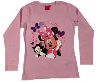 Dievčenské tričko s dlhým rukávom - Minnie Mouse ružové Veľkosť - deti: 104