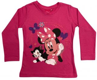 Dievčenské tričko s dlhým rukávom - Minnie Mouse tmavoružové Veľkosť - deti: 104