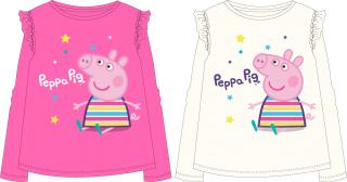 Dievčenské tričko s dlhým rukávom - Peppa Pig, krémové Veľkosť - deti: 104