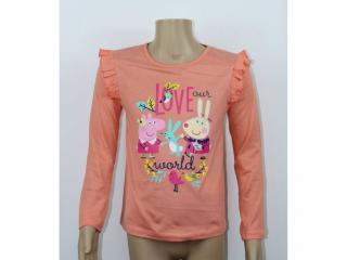 Dievčenské tričko s dlhým rukávom - Peppa prasiatko, lososové Veľkosť - deti: 116