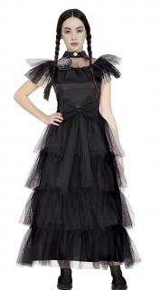 Dievčenský kostým - Wednesday čierne šaty 14 - 16 rokov