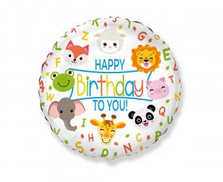 Fóliový balón Happy Birthday To You - zvieratká 45 cm