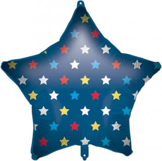 Fóliový balón modrá hviezda - Farebné hviezdičky 46 cm