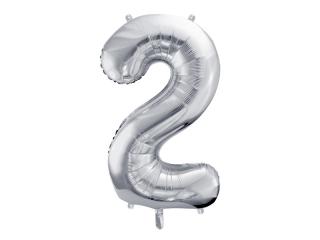 Fóliový balón narodeninové číslo 2 strieborný 86cm