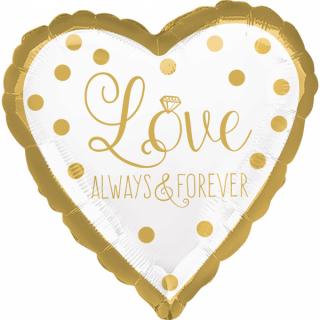Fóliový balón srdce zlaté - Love Always and Forever