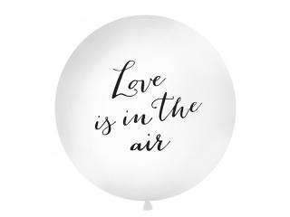 Guľatý latexový jumbo balón 1M biely Love is in the air