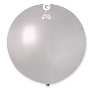 Guľatý metalický balónik 80 cm strieborný