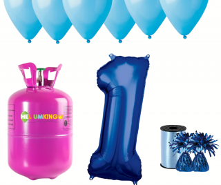 Hélium párty set na 1. narodeniny s modrými balónmi