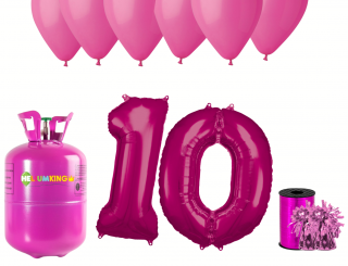 Hélium párty set na 10. narodeniny s ružovými balónmi