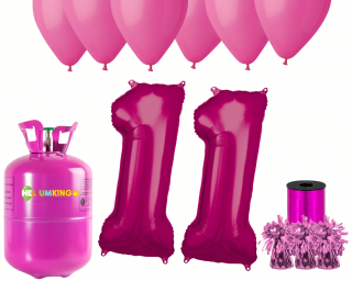 Hélium párty set na 11. narodeniny s ružovými balónmi