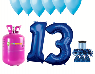 Hélium párty set na 13. narodeniny s modrými balónmi