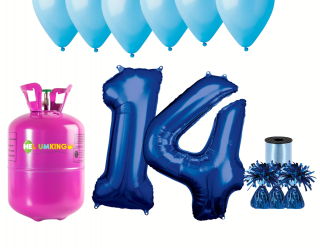 Hélium párty set na 14. narodeniny s modrými balónmi