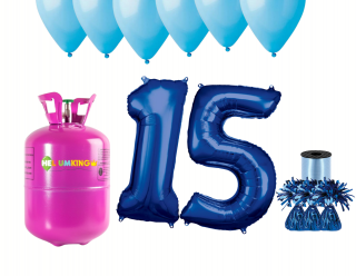 Hélium párty set na 15. narodeniny s modrými balónmi