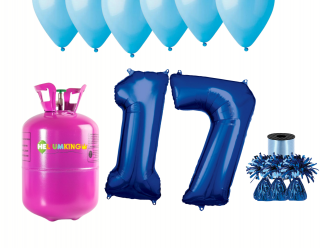 Hélium párty set na 17. narodeniny s modrými balónmi