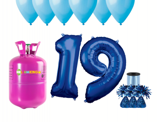 Hélium párty set na 19. narodeniny s modrými balónmi