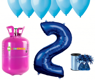 Hélium párty set na 2. narodeniny s modrými balónmi