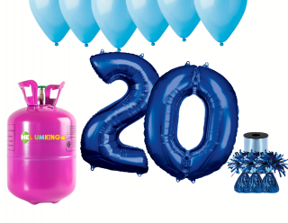 Hélium párty set na 20. narodeniny s modrými balónmi