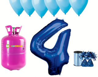 Hélium párty set na 4. narodeniny s modrými balónmi