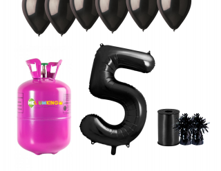 Hélium párty set na 5. narodeniny s čiernymi balónmi