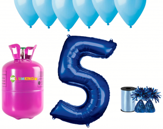 Hélium párty set na 5. narodeniny s modrými balónmi