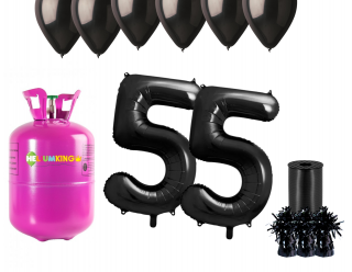 Hélium párty set na 55. narodeniny s čiernymi balónmi