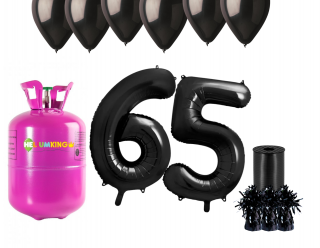 Hélium párty set na 65. narodeniny s čiernymi balónmi
