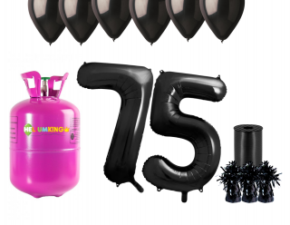 Hélium párty set na 75. narodeniny s čiernymi balónmi