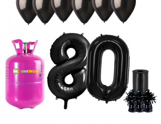 Hélium párty set na 80. narodeniny s čiernymi balónmi
