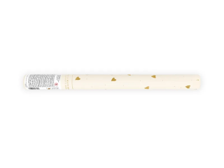 Konfety a stužky - Srdiečka biele, zlaté 35 cm