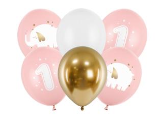 Latexové balóny - Prvé narodeniny sloník ružové 6 ks