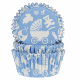 Papierové košíčky na pečenie Baby Shower - modré 50 ks