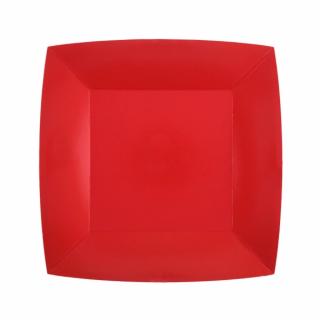 Papierové taniere štvorcové - jednofarebné 18 x 18 cm Farba: červená