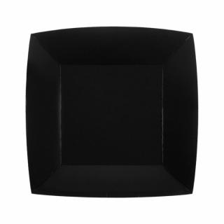 Papierové taniere štvorcové - jednofarebné 18 x 18 cm Farba: čierna