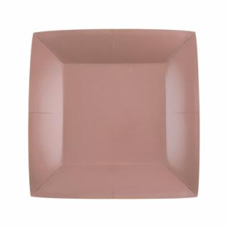 Papierové taniere štvorcové - jednofarebné 18 x 18 cm Farba: ružovo-zlatá