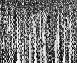 Párty záves - Metalická čierna s hviezdičkami 100 x 200 cm