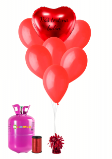 Personalizovaný hélium párty set - Červené srdce 16 ks