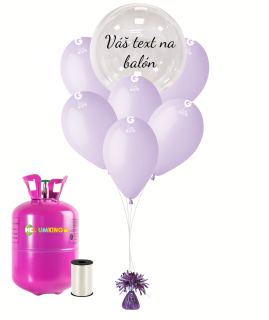 Personalizovaný hélium párty set fialový - Priesvitný balón 16 ks