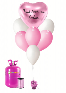 Personalizovaný hélium párty set - Ružové srdce 16 ks