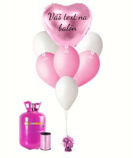 Personalizovaný hélium párty set - Ružové srdce 31 ks