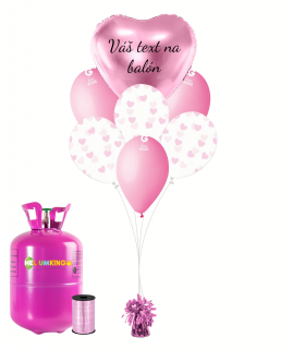 Personalizovaný hélium párty set - Ružové srdiečka 16 ks