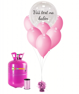 Personalizovaný hélium párty set ružový - Priesvitný balón 16 ks