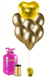 Personalizovaný hélium párty set - Zlaté srdce 16 ks